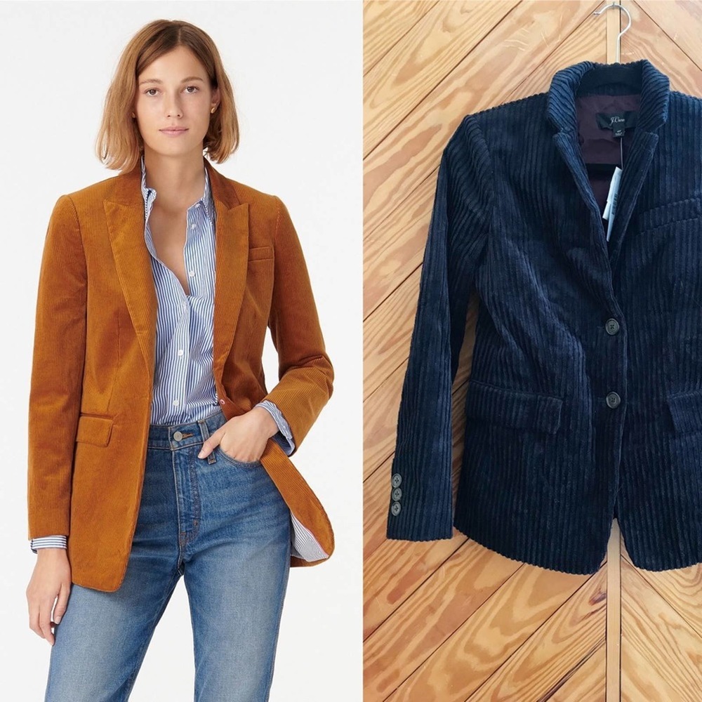J. Crew Parke Blazer Navy Blue Corduroy 4 Petite